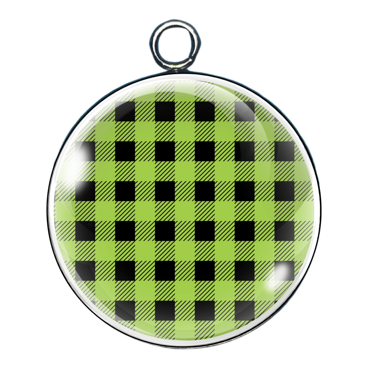 Colorful Plaid Print Glass Cabochon Charms