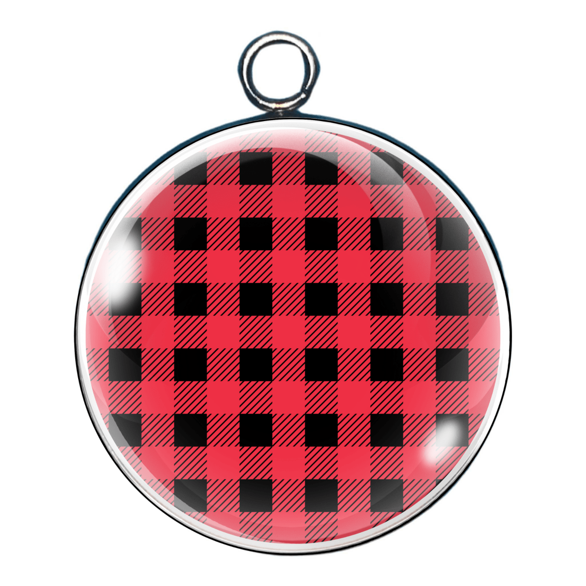 Colorful Plaid Print Glass Cabochon Charms