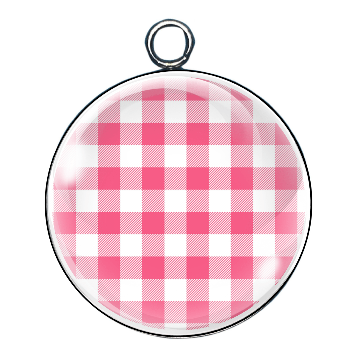 Colorful Plaid Print Glass Cabochon Charms