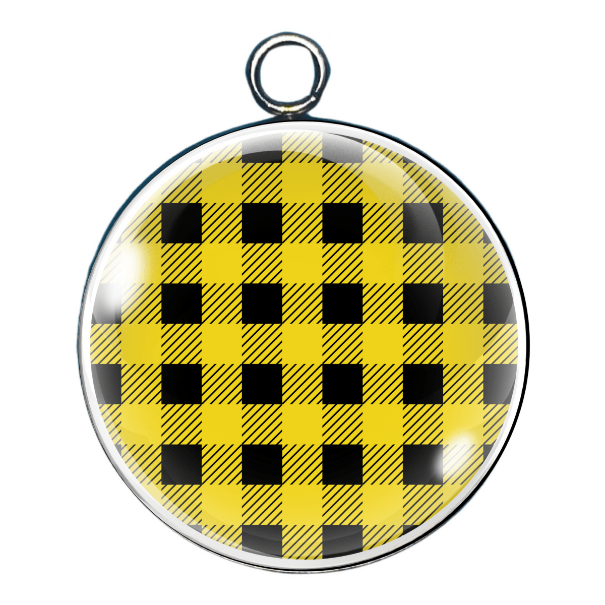 Colorful Plaid Print Glass Cabochon Charms