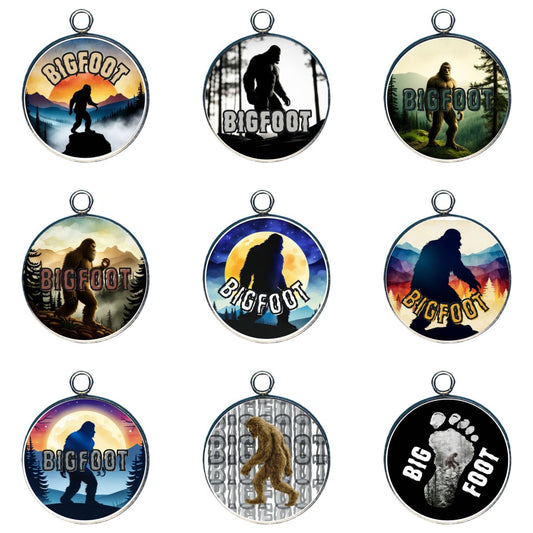 9 bigfoot glass cabochon charms