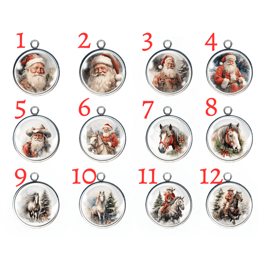 Cowboy Christmas Charms – Santa on Horseback, Festive Horses & Snowy Trees