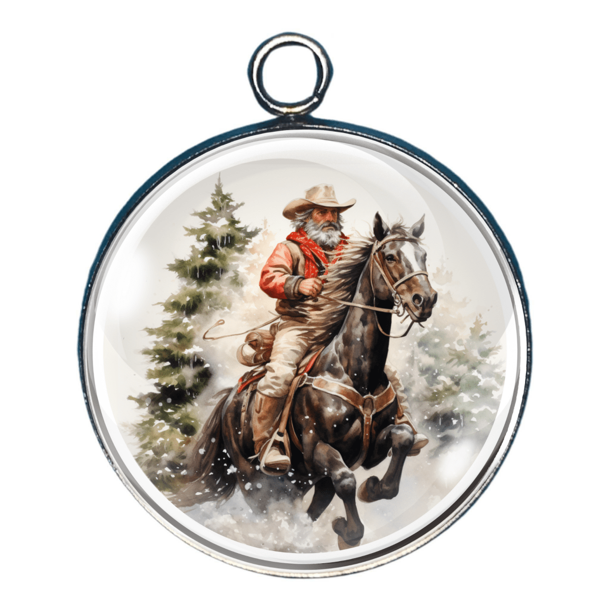 Cowboy Christmas Charms – Santa on Horseback, Festive Horses & Snowy Trees