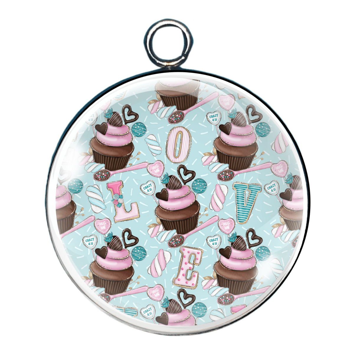 Crazy 4 You glass cabochon charm