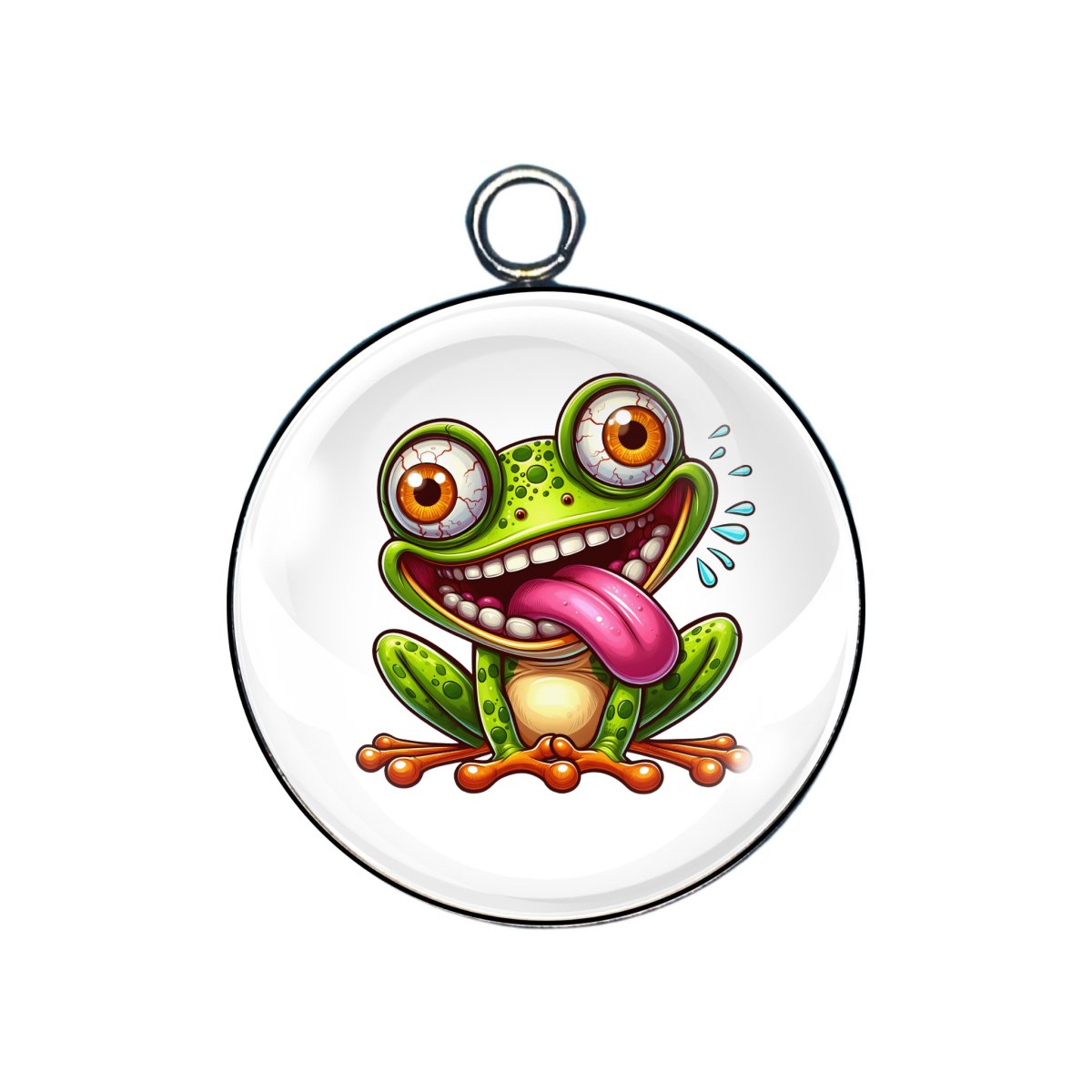 crazy frog glass cabochon charm