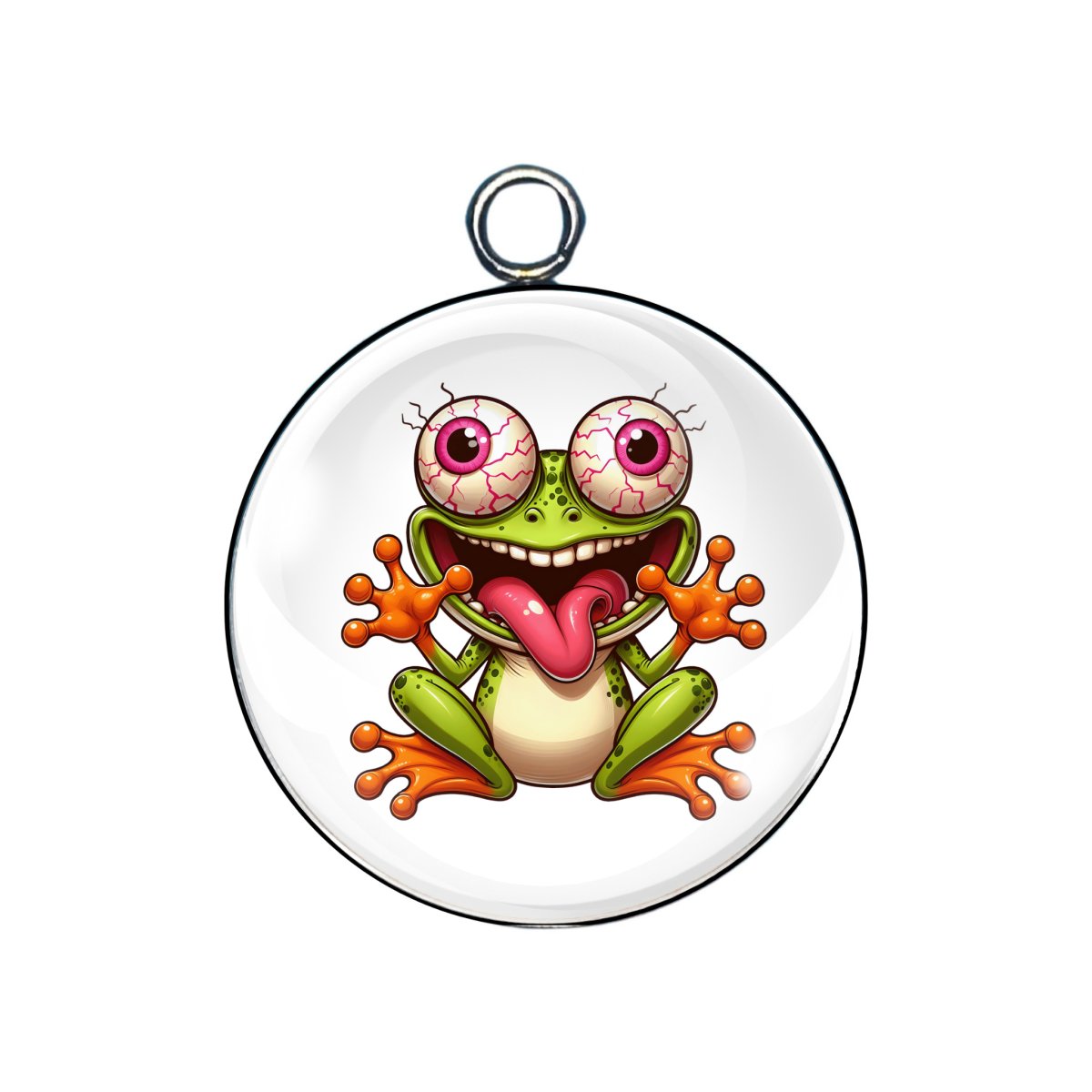 crazy frog glass cabochon charm