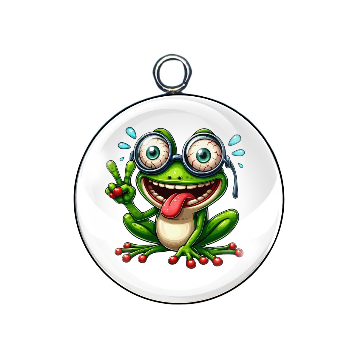 crazy frog glass cabochon charm