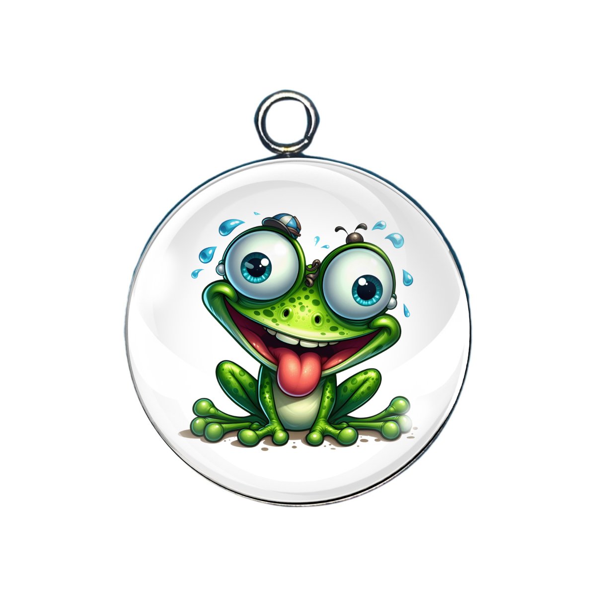 crazy frog glass cabochon charm