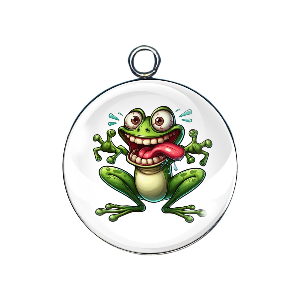 crazy frog glass cabochon charm