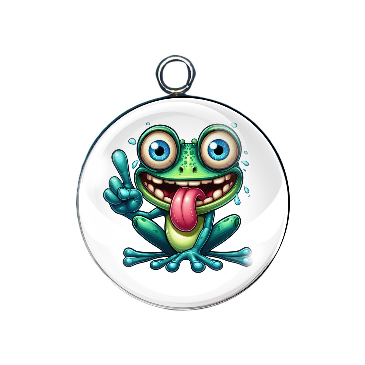 crazy frog glass cabochon charm