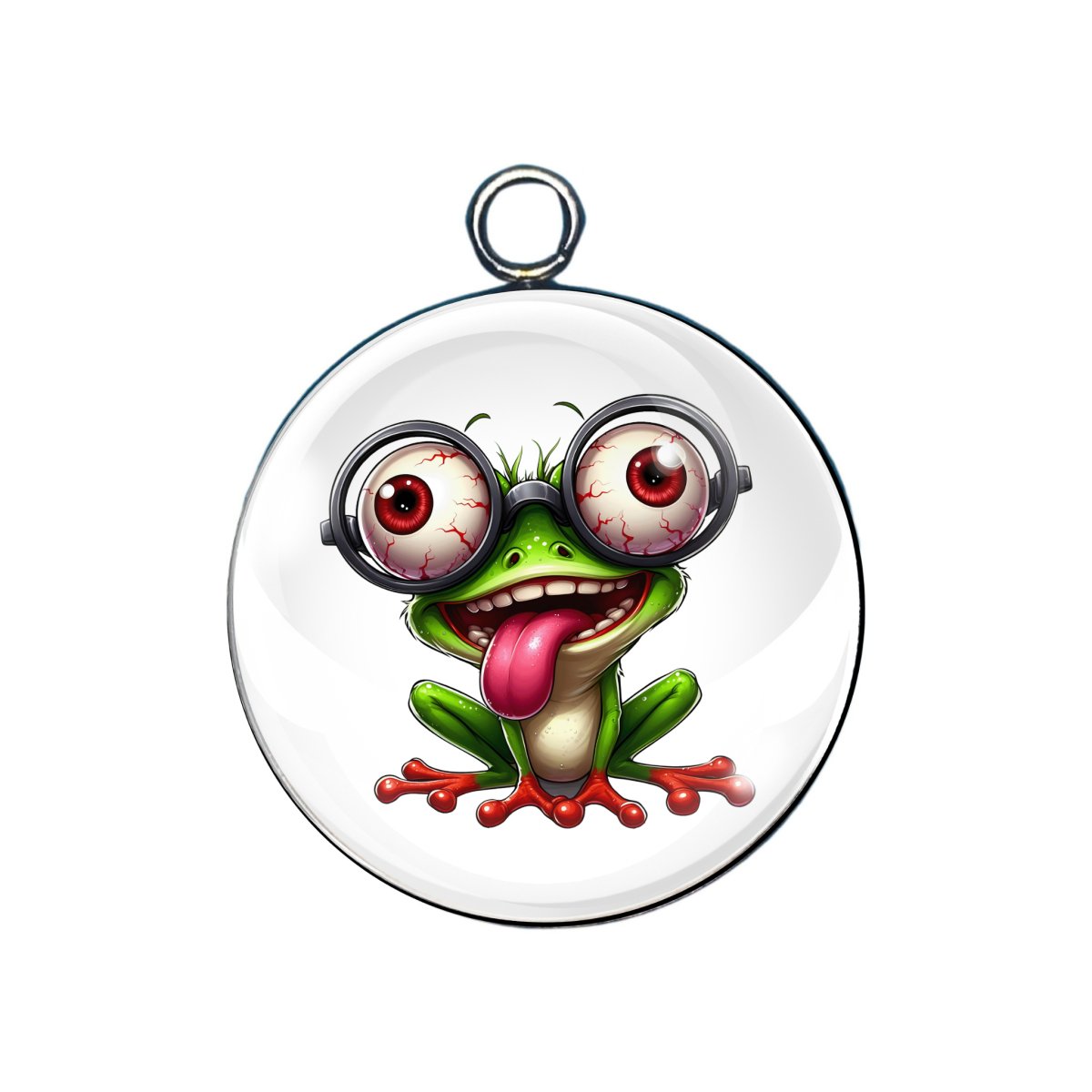 crazy frog glass cabochon charm