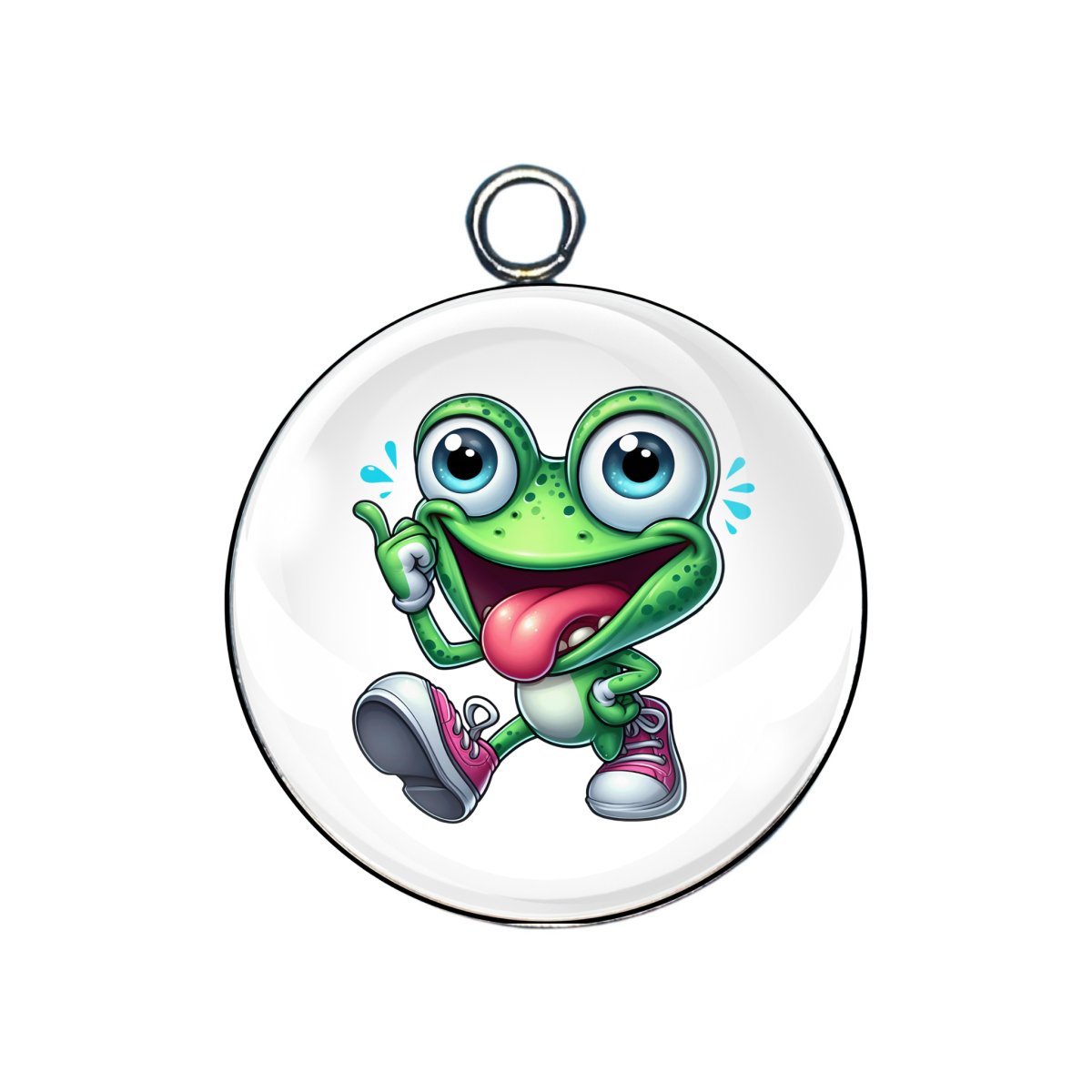 crazy frog glass cabochon charm