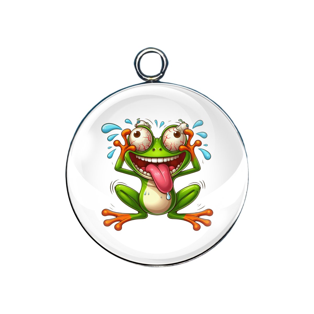 crazy frog glass cabochon charm