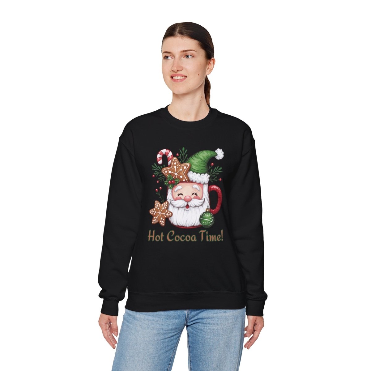 Crewneck Sweatshirt Hot Cocoa Time Design