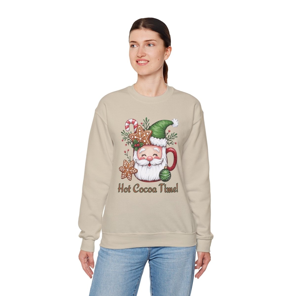 Crewneck Sweatshirt Hot Cocoa Time Design