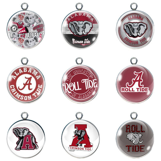 9 crimson tide glass cabochon charms