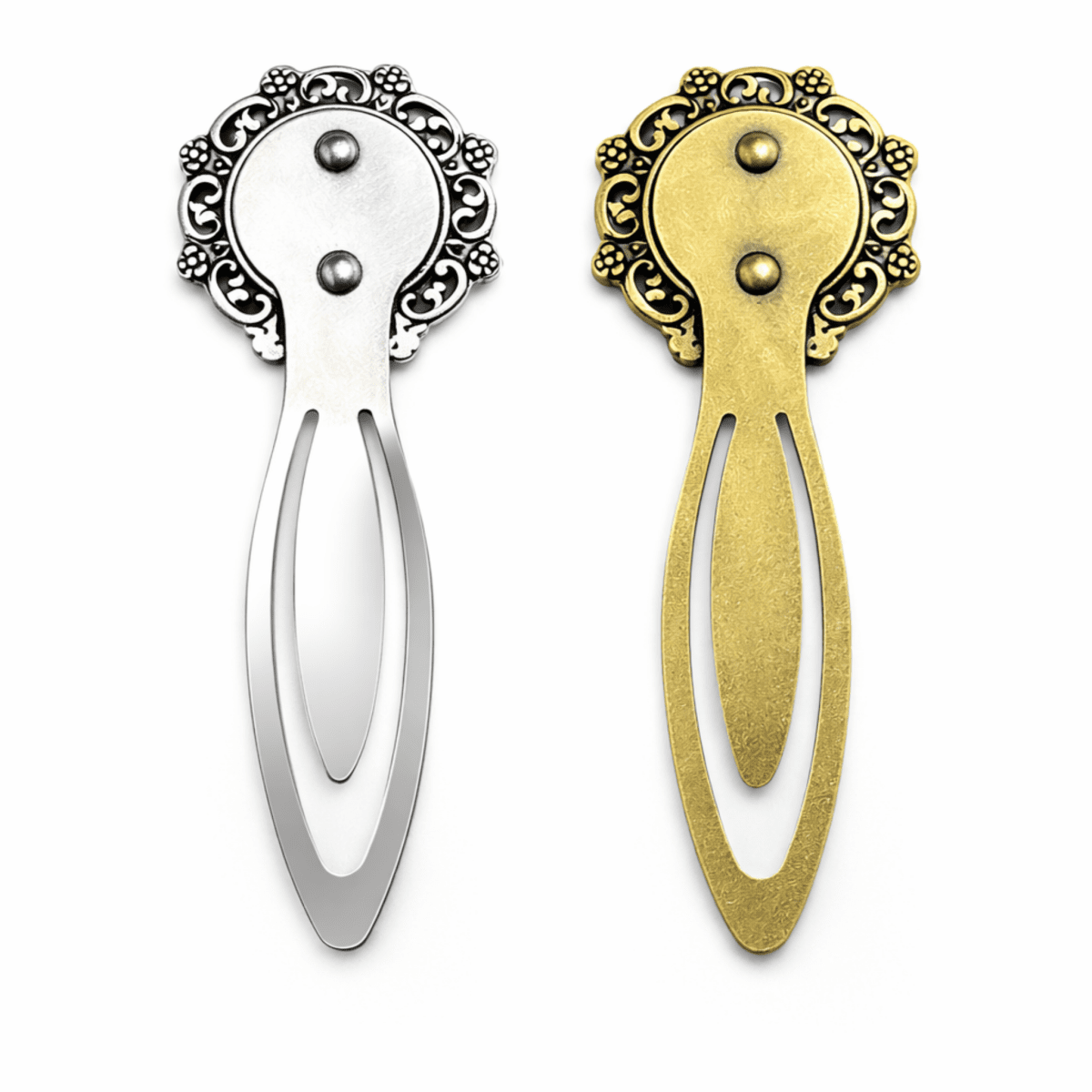 Decorative hair clip in silver and gold on a white background