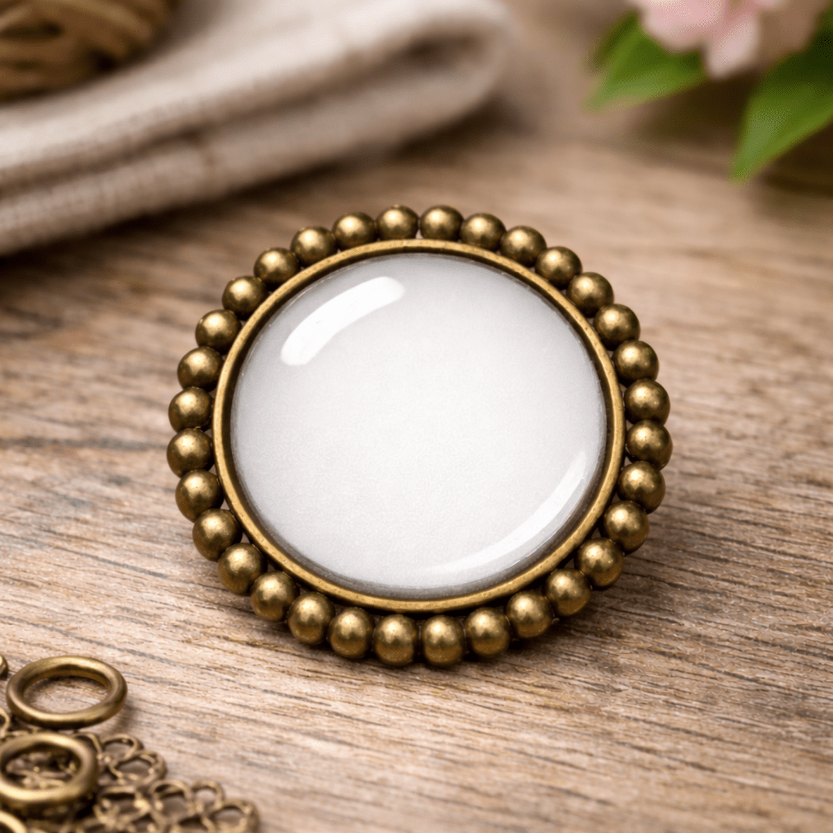 Custom Image Antique Bronze Brooch Pin – 25mm Glass Cabochon | Design Studio