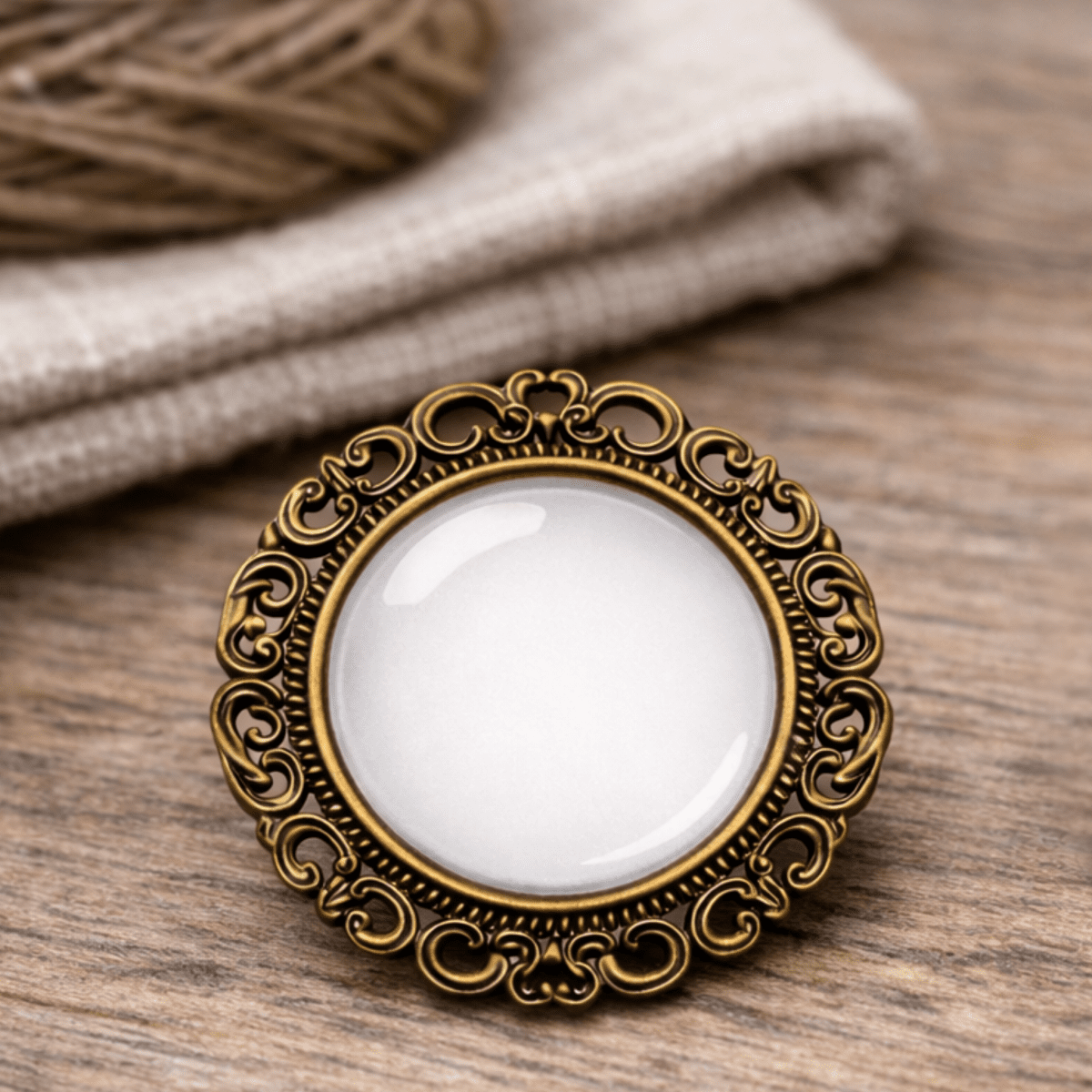 Custom Image Antique Bronze Brooch Pin – 25mm Glass Cabochon | Design Studio