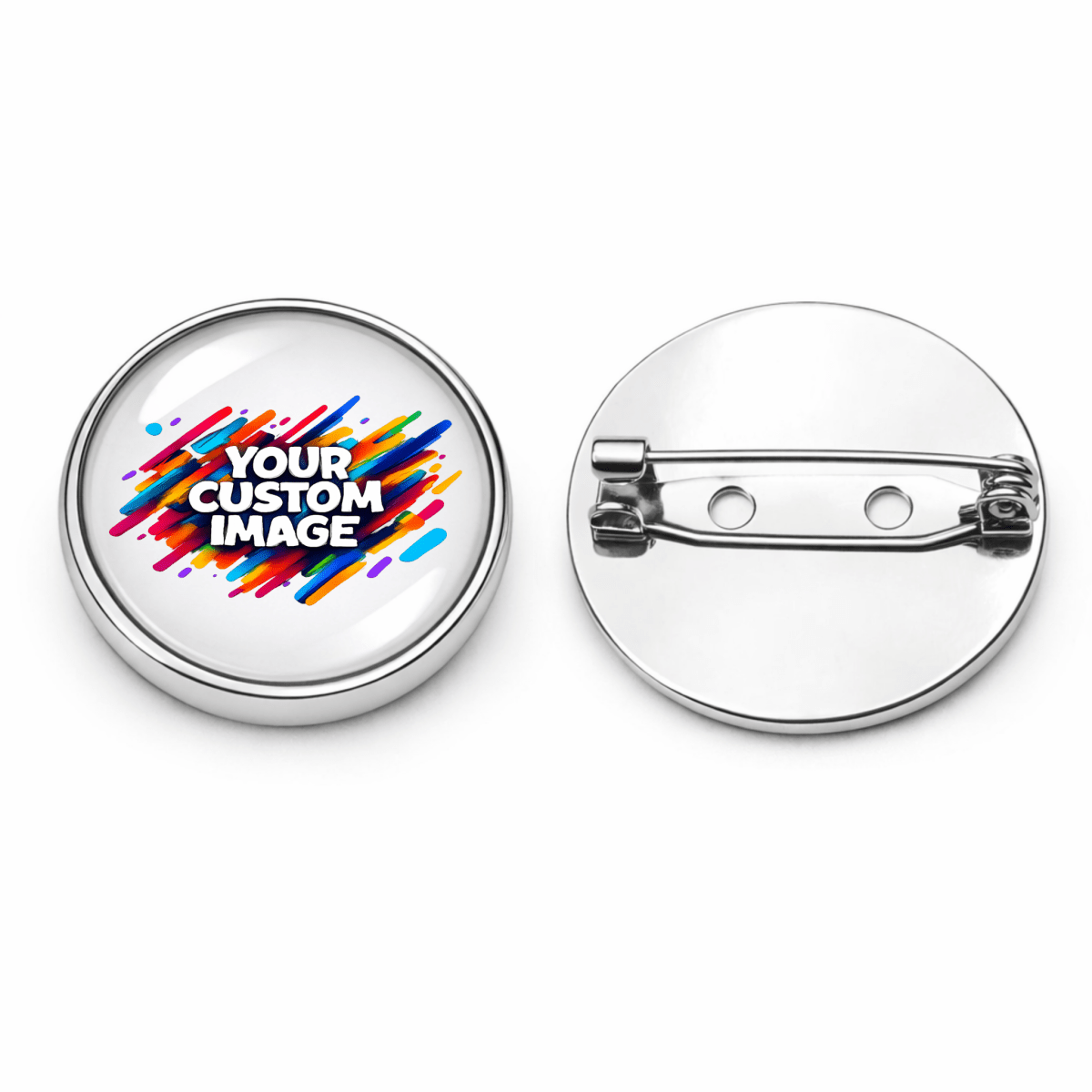 Custom Image Brooch Pin – 18mm or 25mm Round Glass Cabochon
