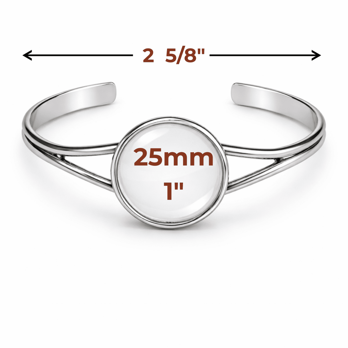 Custom Image Cuff Bracelet – 25mm Glass Cabochon | Stainless Steel Silver Finish