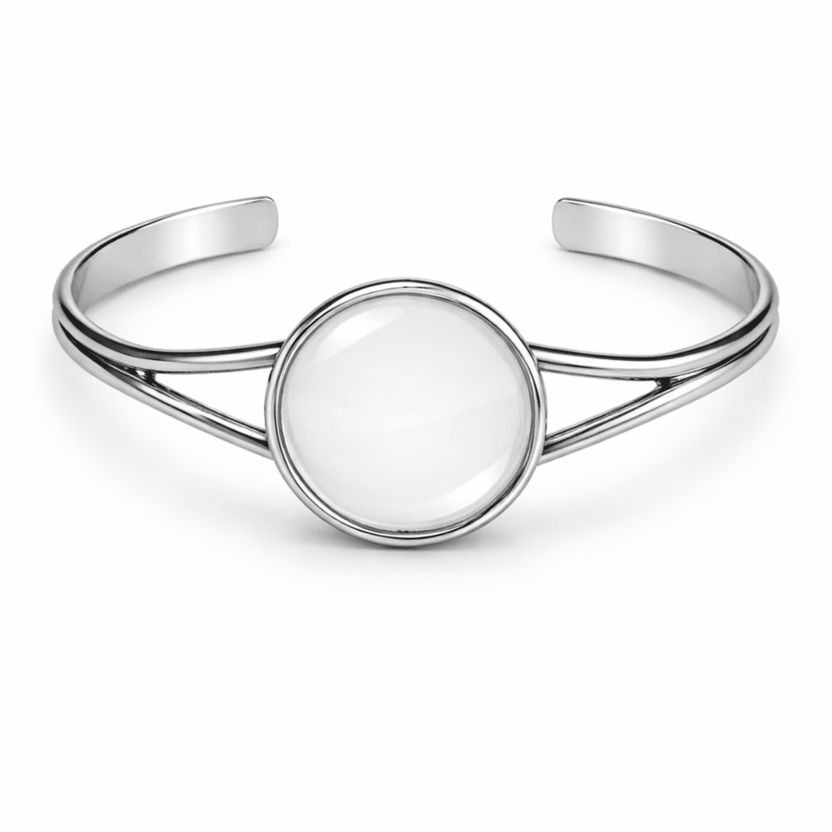 Custom Image Cuff Bracelet – 25mm Glass Cabochon | Stainless Steel Silver Finish