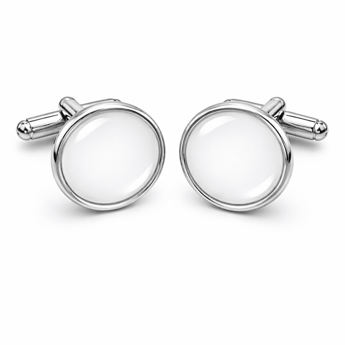 Custom Image Cufflinks – Personalized Photo or Logo Cufflinks | 18mm Glass Cabochon | Silver Finish