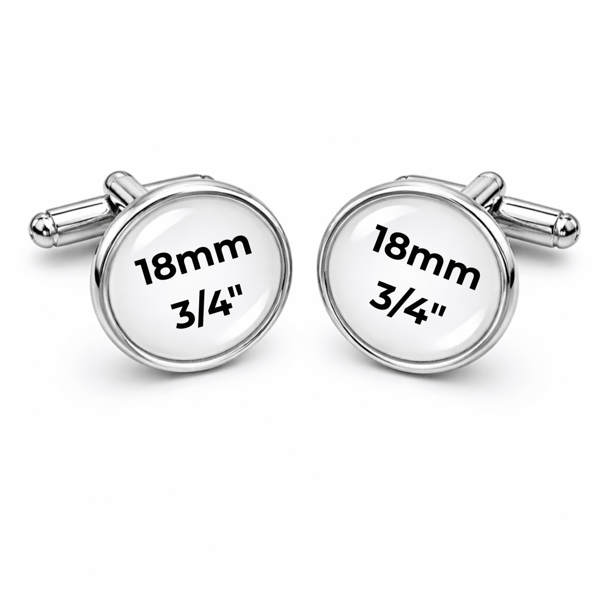Custom Image Cufflinks – Personalized Photo or Logo Cufflinks | 18mm Glass Cabochon | Silver Finish