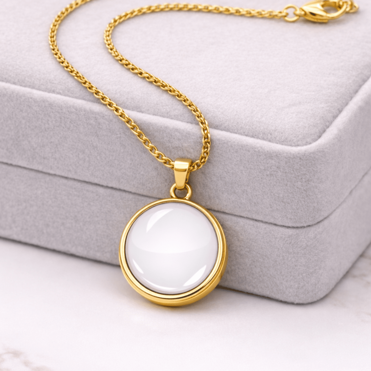 Custom Image Pendant Necklace – Personalized Glass Cabochon Pendant in Silver or Gold