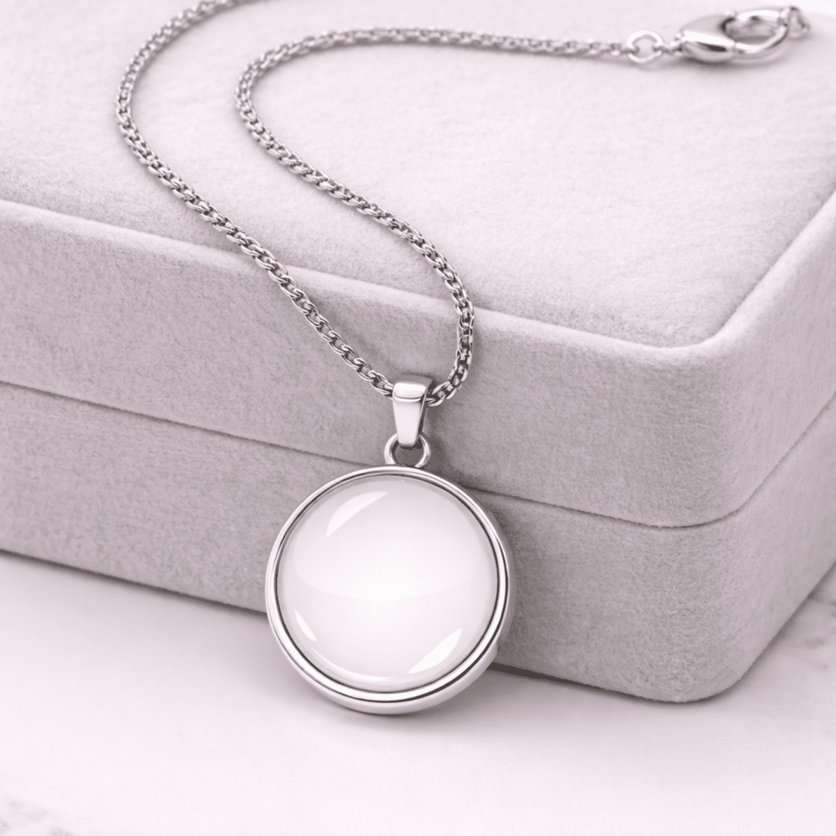 Custom Image Pendant Necklace – Personalized Glass Cabochon Pendant in Silver or Gold