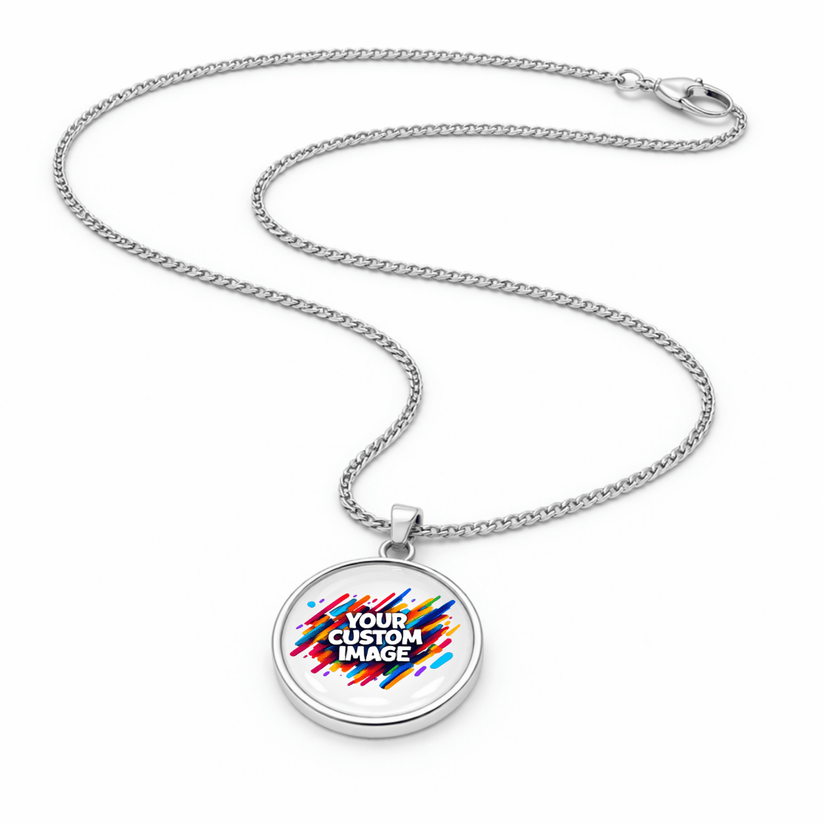 Custom Image Pendant Necklace – Personalized Glass Cabochon Pendant in Silver or Gold