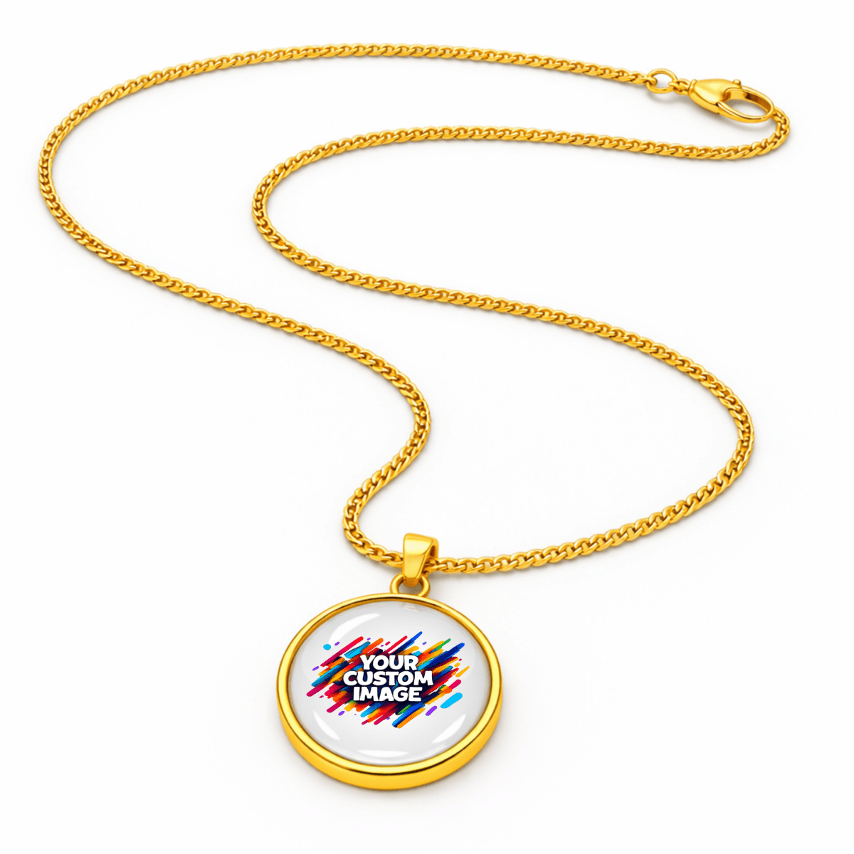 Custom Image Pendant Necklace – Personalized Glass Cabochon Pendant in Silver or Gold