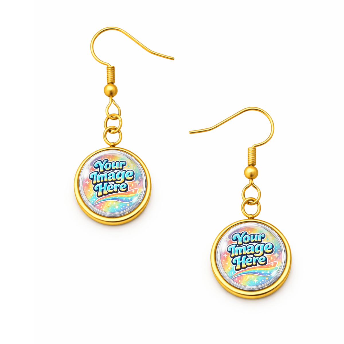 Custom Image Stainless Steel Dangle Earrings – Personalized Glass Cabochon Earrings