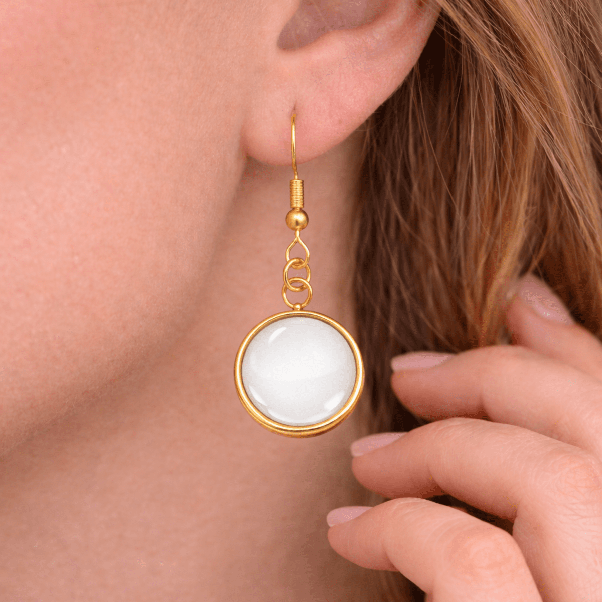 Custom Image Stainless Steel Dangle Earrings – Personalized Glass Cabochon Earrings