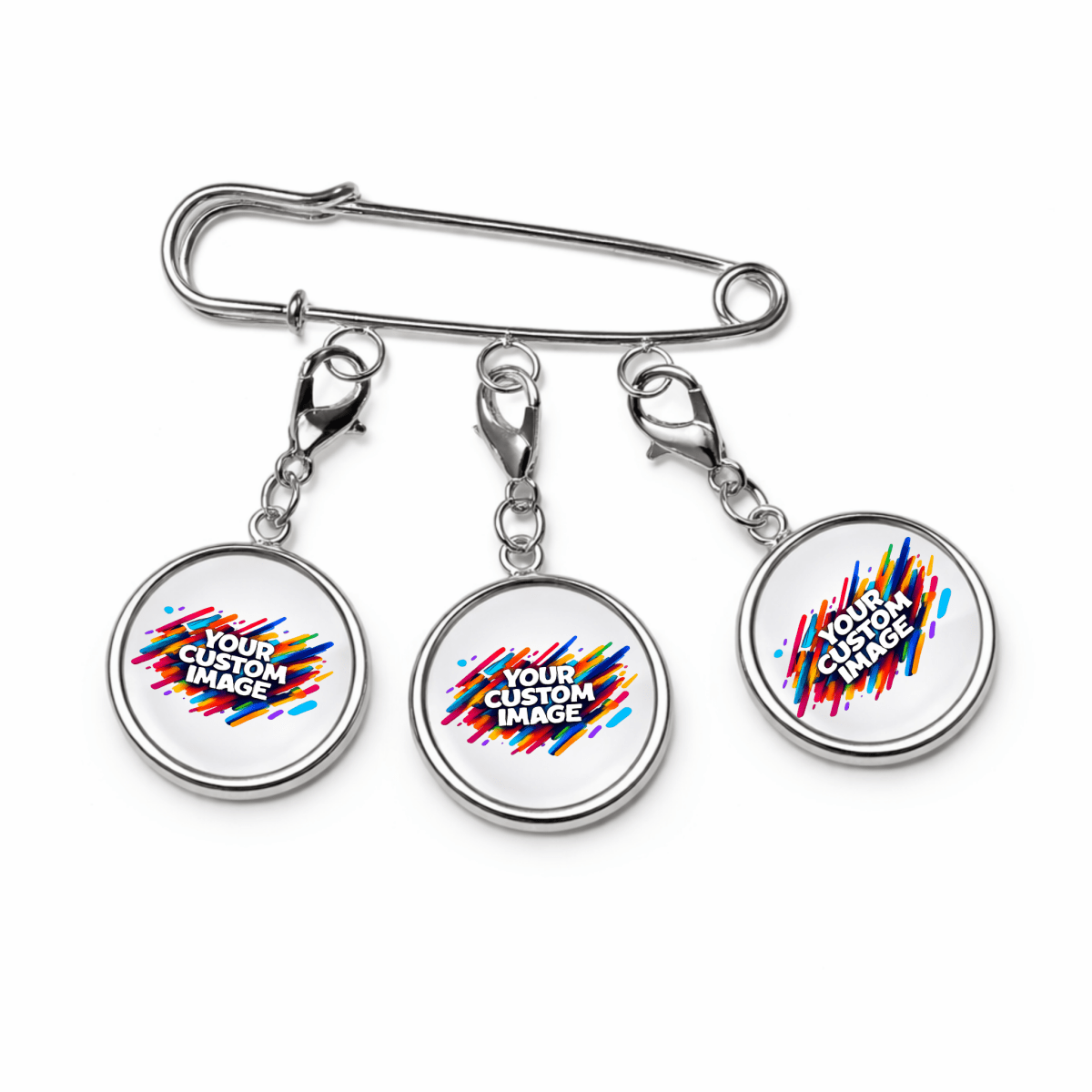 Custom Triple-Charm Lapel Pin • Interchangeable 18mm Stainless Steel Image Charms • Design Studio