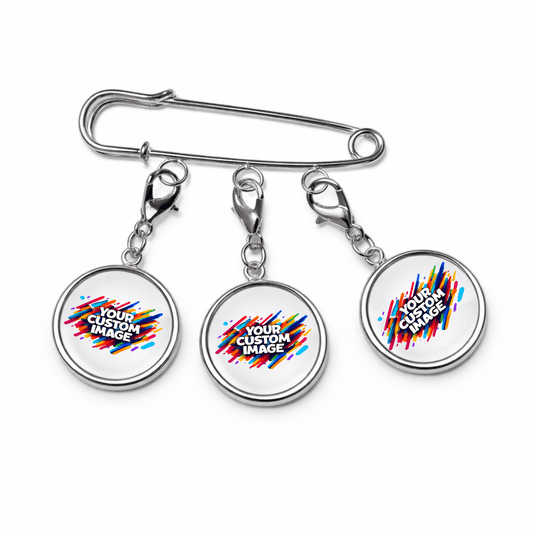 Custom Triple-Charm Lapel Pin • Interchangeable 18mm Stainless Steel Image Charms • Design Studio