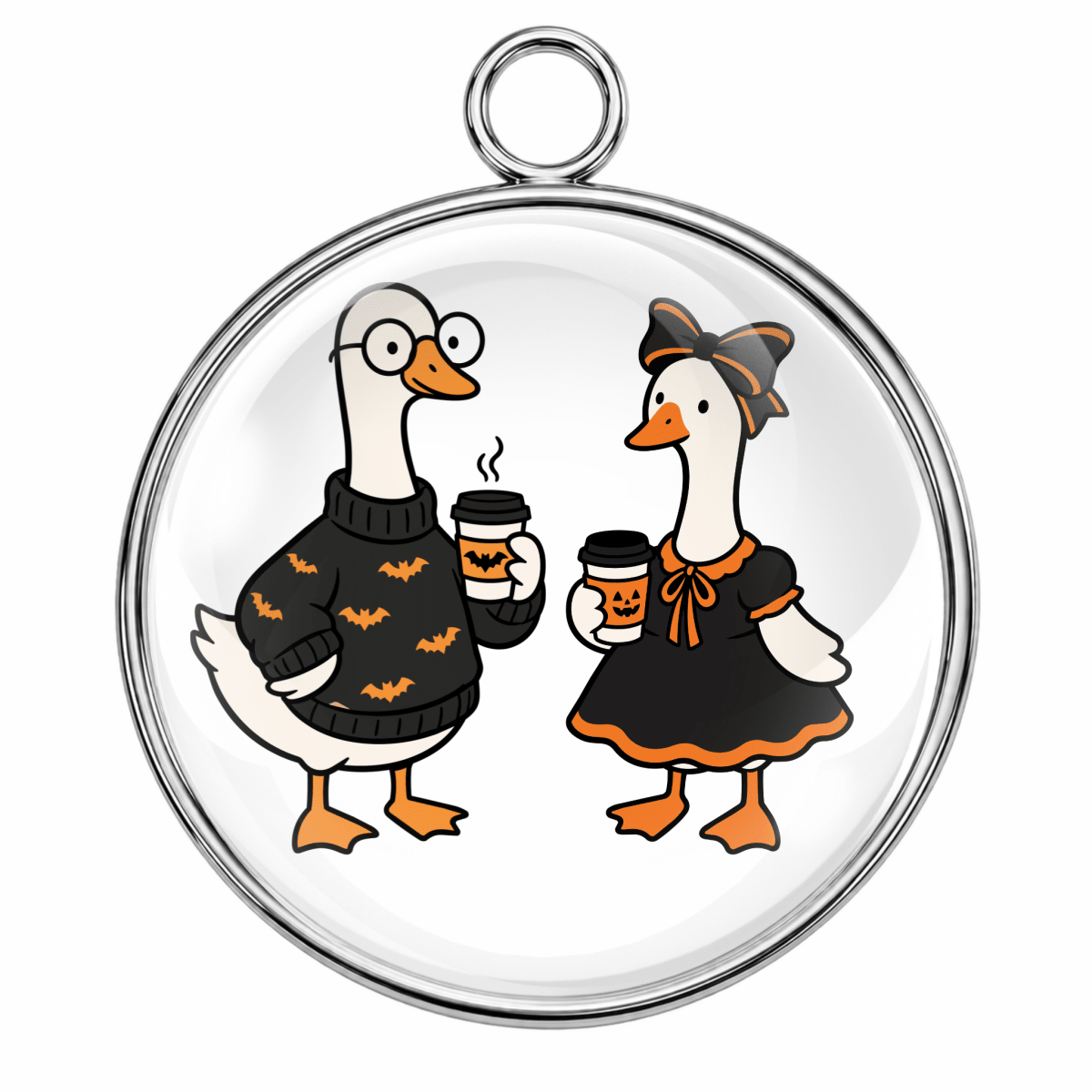 Cute Halloween Goose Glass Cabochon Charms – Witch, Ghost, Mummy, Vampire, Bat & Trick or Treat Images for Jewelry Making