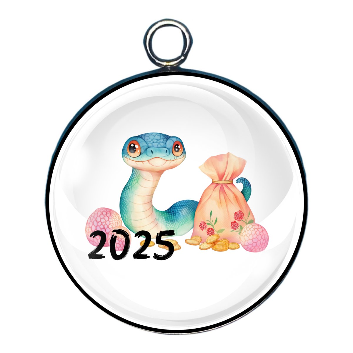 Cute Year of the Snake Charms - New Years 2025 Glass Cabochon Charms