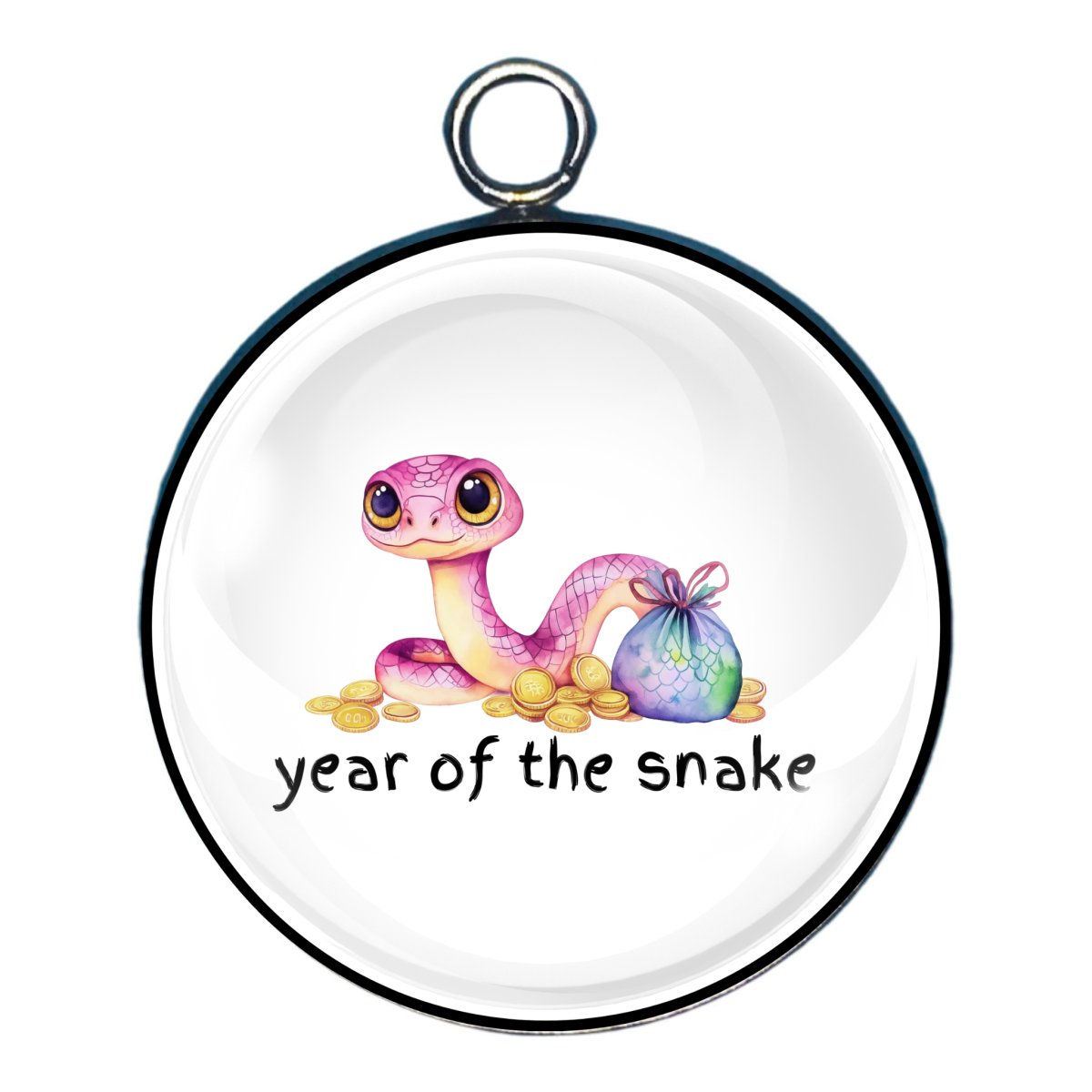 Cute Year of the Snake Charms - New Years 2025 Glass Cabochon Charms