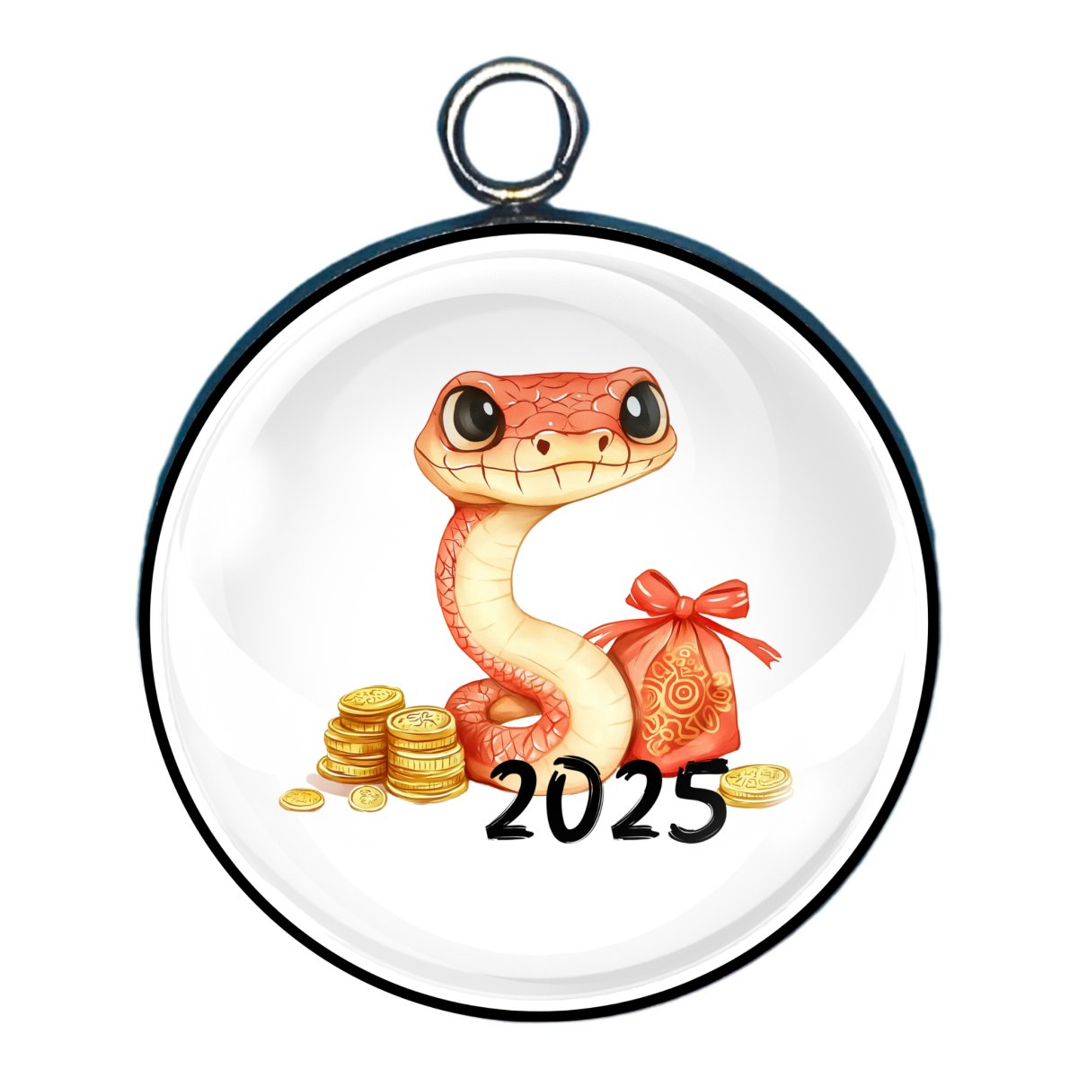 Cute Year of the Snake Charms - New Years 2025 Glass Cabochon Charms