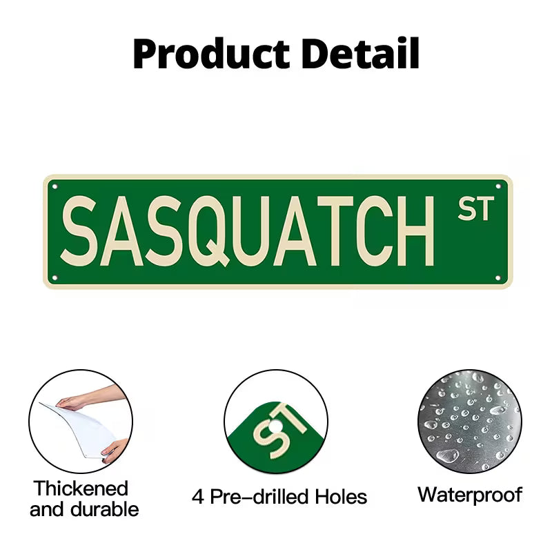Sasquatch St. 4x16 Aluminum Street Sign Funny Sasquatch Cabin Garage Wall Decor
