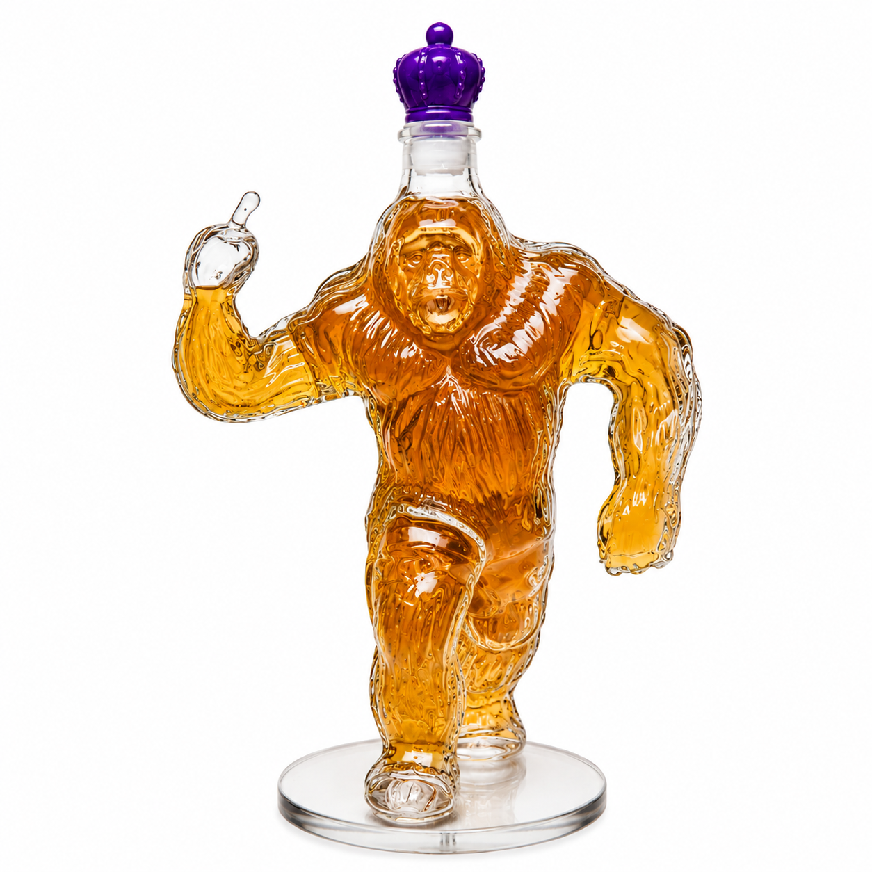Bigfoot Whiskey Decanter Purple Crown  Sasquatch Glass Bottle Bar Decor Man Cave Gift 350ml