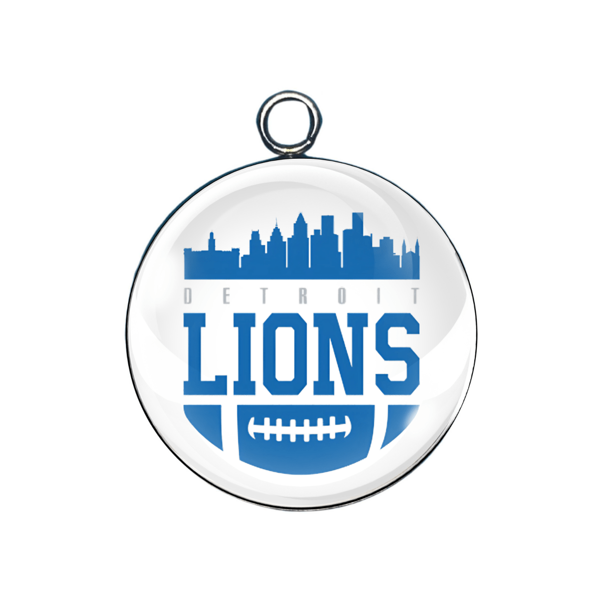 Detroit skyline with Lions football design charm