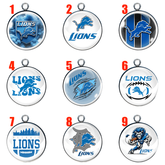 D Lions handmade charm collection in blue and silver football designs