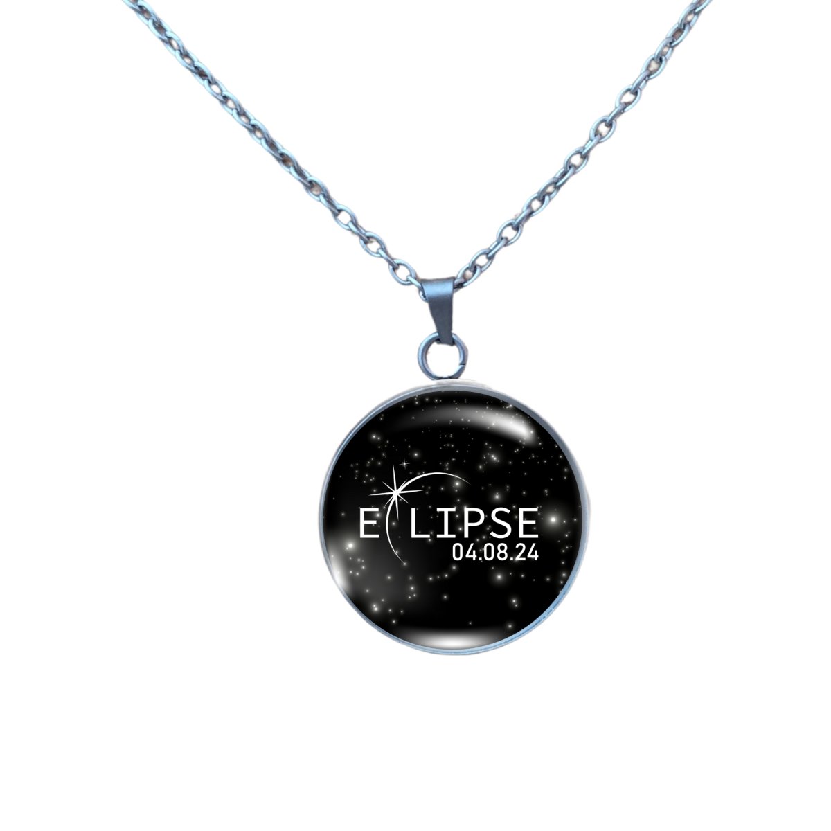 necklace of stars in space with the eclipse and wording Eclipse 4-8-2024