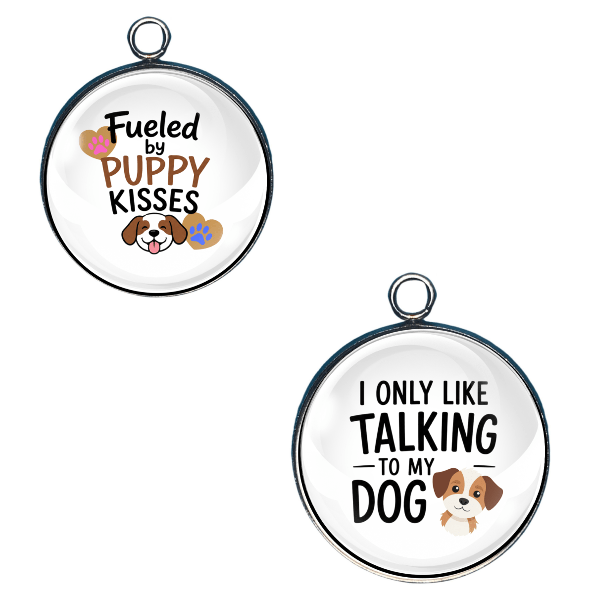 Two funny Dog Lover themed Charms 