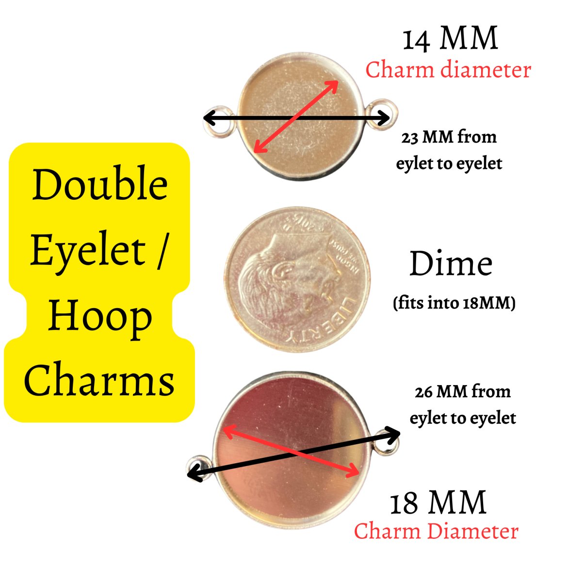 Double Eyelet Glass Cabochon Charms