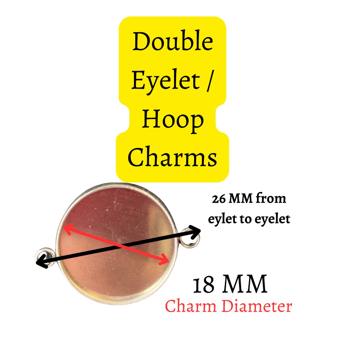 Double Eyelet Glass Cabochon Charms, Custom Logo Order Charms