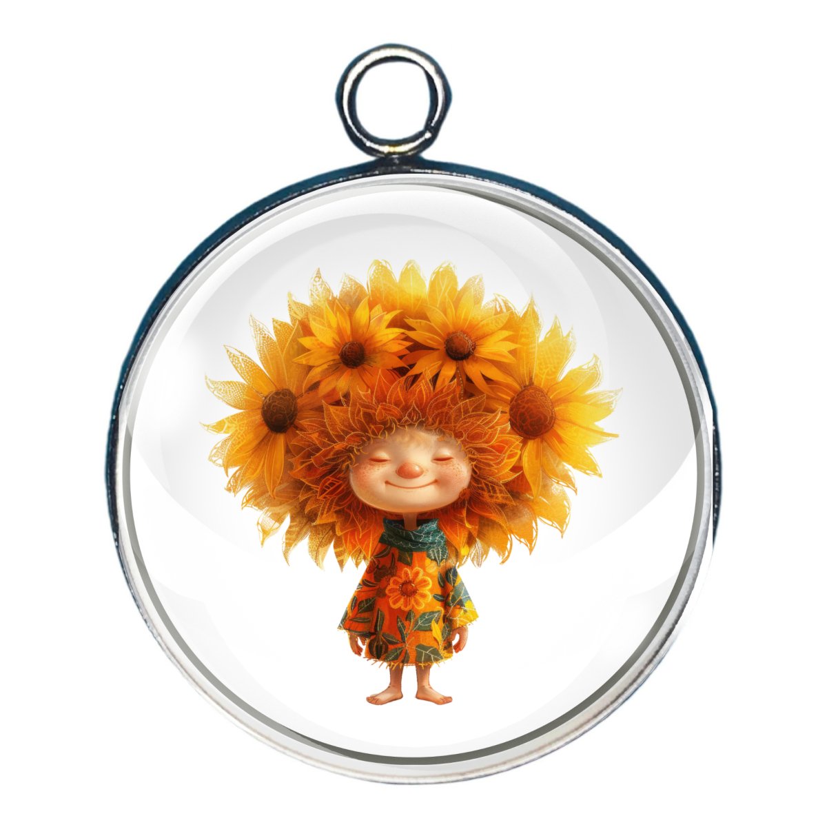 Charm of a little child with yellow flowers as hair