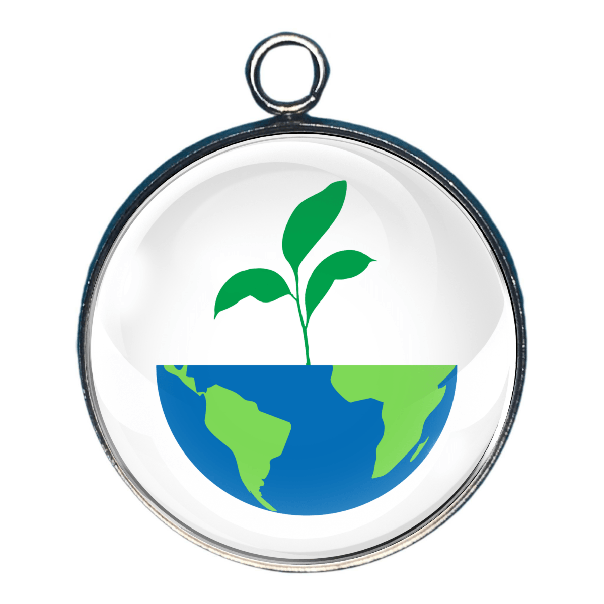 Sprout growing from earth globe eco charm pendant